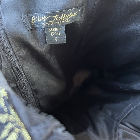 Betsey Johnson Evening Sz 6 Black Pleated Gold Lace Strapless Mini Dress Corset - Picture 6 of 6